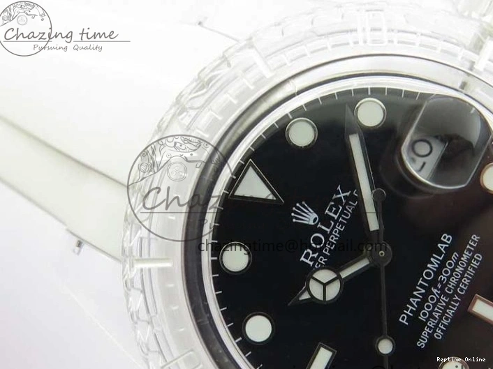 0112 Submariner Phantomlab Transparent KZF Best Edition Black Dial on White Rubber Strap VR StreetReady 2567